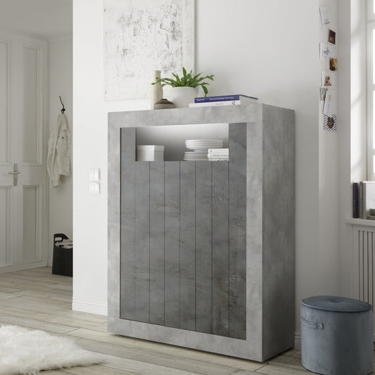 Como High Sideboard, Two Doors, AV Storage - Grey and Anthracite Finish