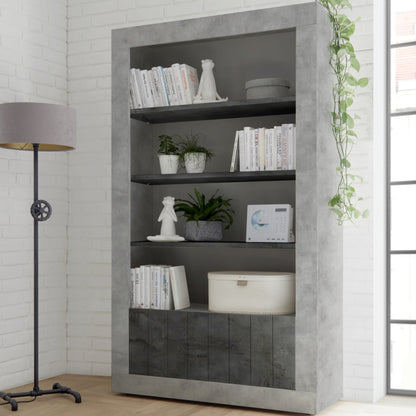 Como Bookcase, Two Doors - Grey and Anthracite Finish