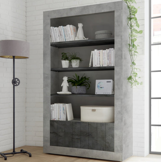 Como Bookcase, Two Doors - Grey and Anthracite Finish