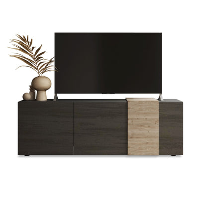 Vinovo TV Stand, Three Doors - Dark Brown and Light Oak Finish
