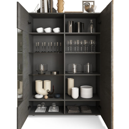 Vinovo Display Cabinet, Two Door - Dark Brown and Light Oak Finish