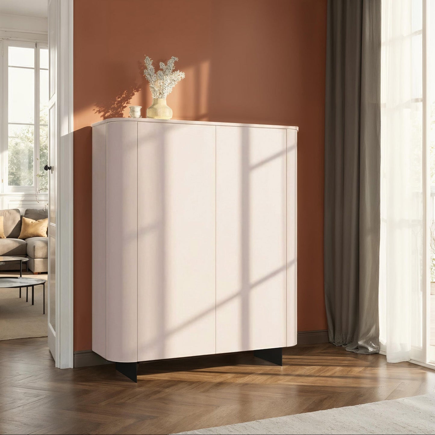 Ortega High Sideboard, Two Doors - Cashmere Taupe Finish