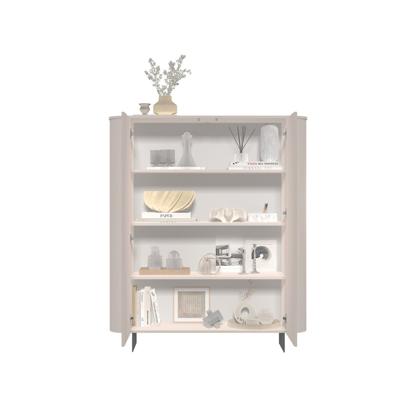 Ortega High Sideboard, Two Doors - Cashmere Taupe Finish