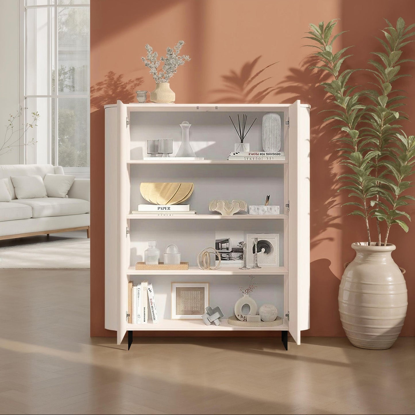 Ortega High Sideboard, Two Doors - Cashmere Taupe Finish