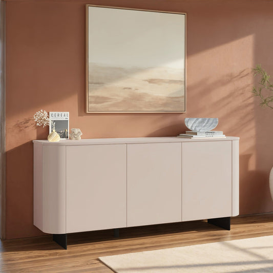 Ortega Sideboard, Three Doors - Metal legs and Cashmere taupe Finish