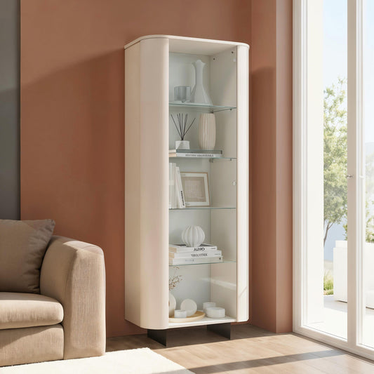 Ortega Display Vitrine, One Glass Door - Cashmere Taupe Finish