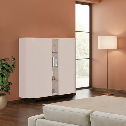 Ortega Sideboard, Two Doors, Display Shelves - Cashmere Taupe Finish