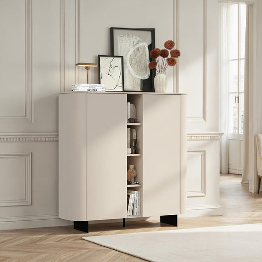 Modern interior with a light-colored cabinet, armchair, and decorative elements.