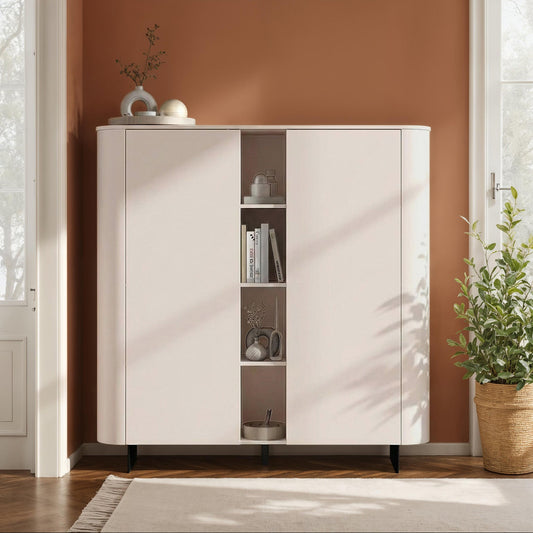 Ortega Sideboard, Two Doors, Display Shelves - Cashmere Taupe Finish