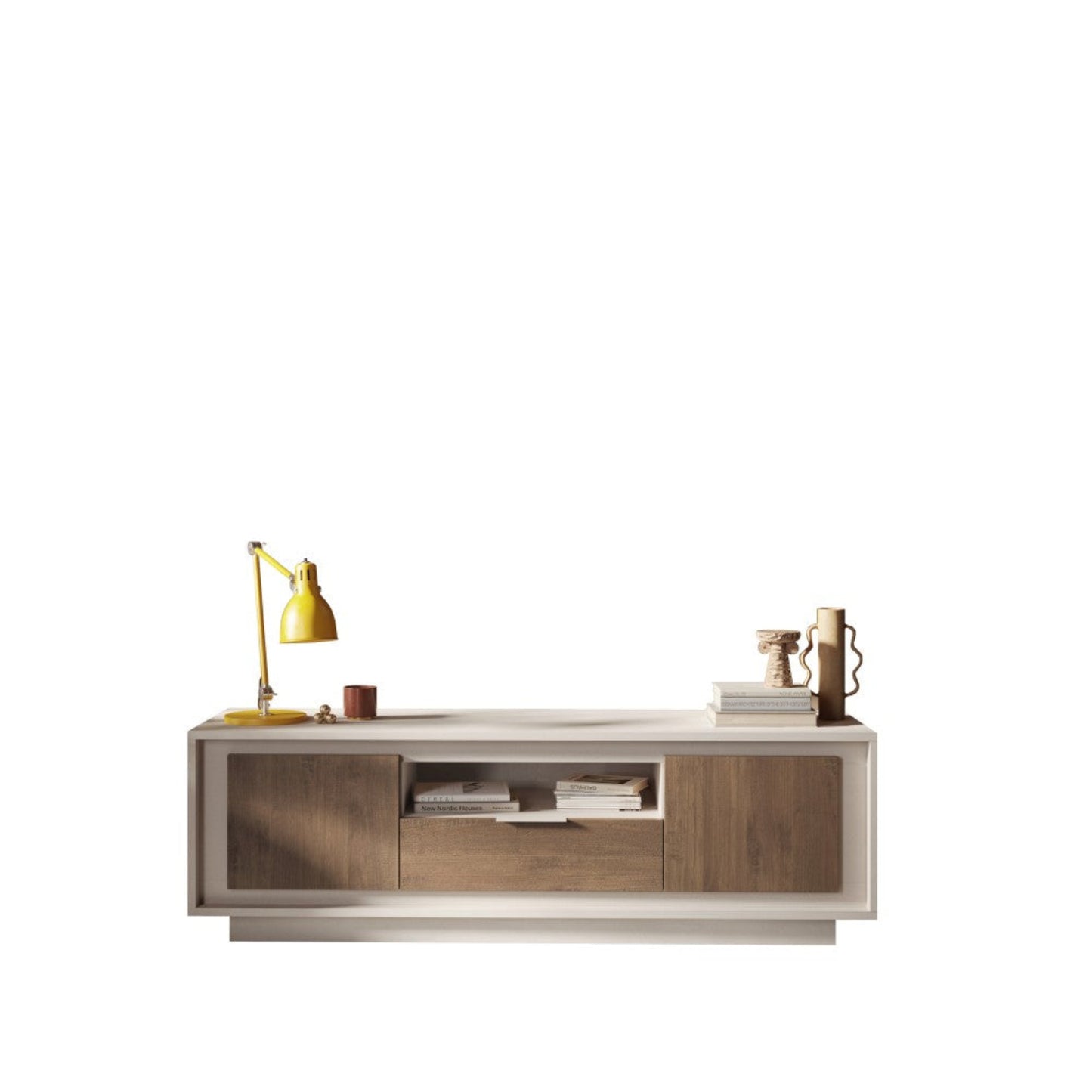 Cashmere Taupe TV Stand Two Door One Drawer AV Storage