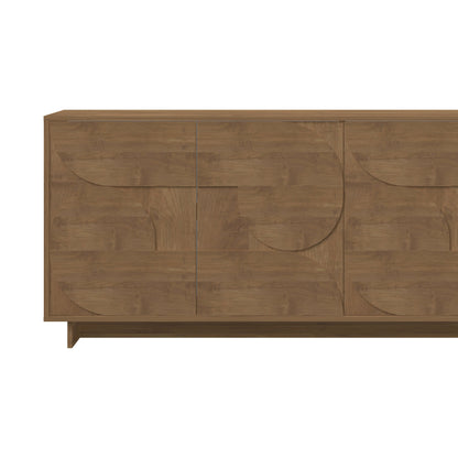 Wooden sideboard with a modern design on a white background