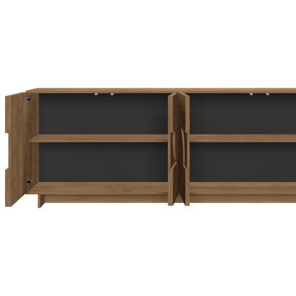 Wooden cabinet with glass panels on a white background