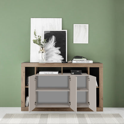 Rolo Sideboard, Three Door - Cashmere Taupe and Mercure Oak Finish