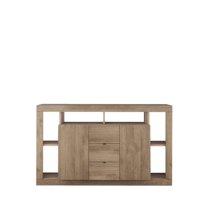 Rolo Sideboard, Two Doors, Three Drawers - Mercure Oak