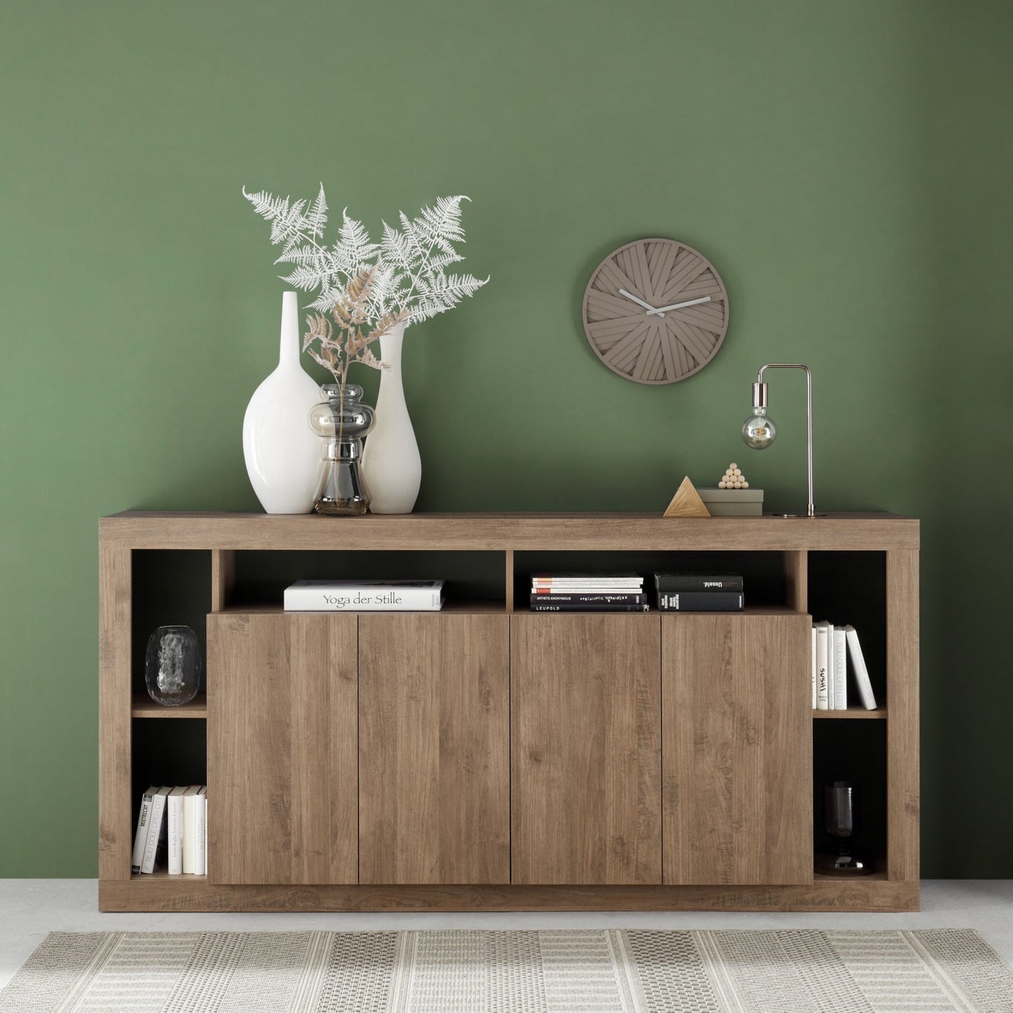 Rolo Sideboard, Four Door - Mercure Oak Finish