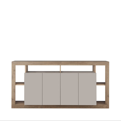 Rolo Sideboard, Four Doors - Cashmere Taupe and Mercure Oak Finish