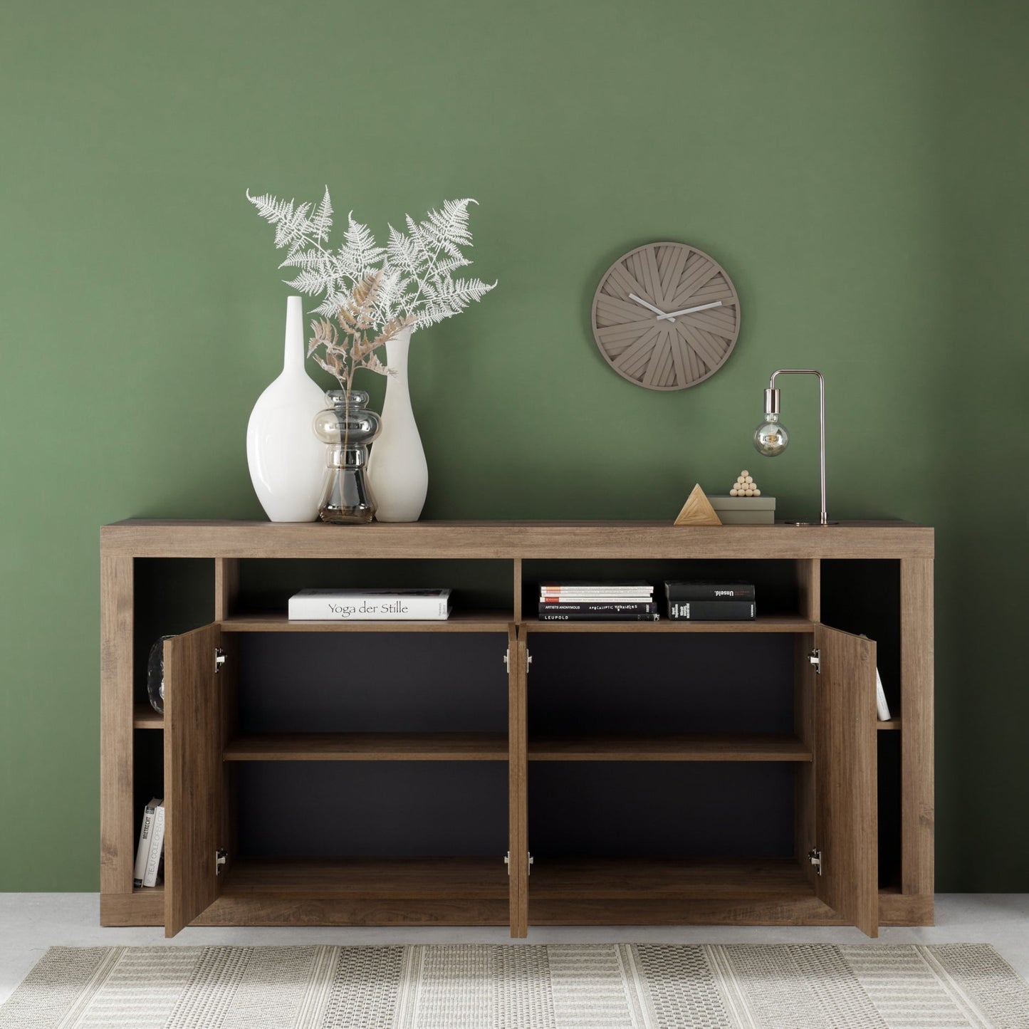 Rolo Sideboard, Four Door - Mercure Oak Finish