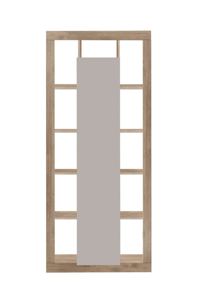 Rolo Bookcase and Storage, One Door - Cashmere Taupe and Mercure Oak Finish