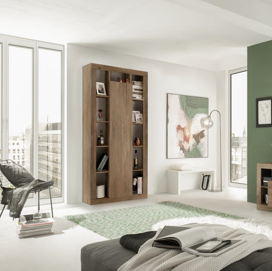 Rolo Bookcase and Storage Unit, One Door - Mercure Oak Finish