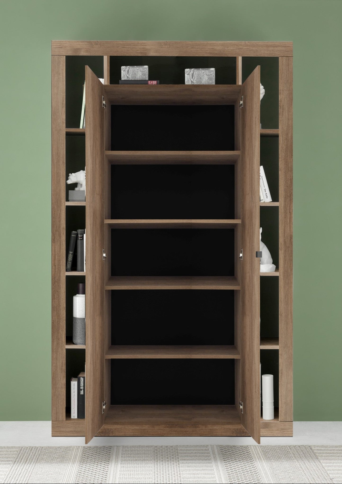Rolo Bookcase and Storage Unit, Two Doors - Mercure Oak Finish