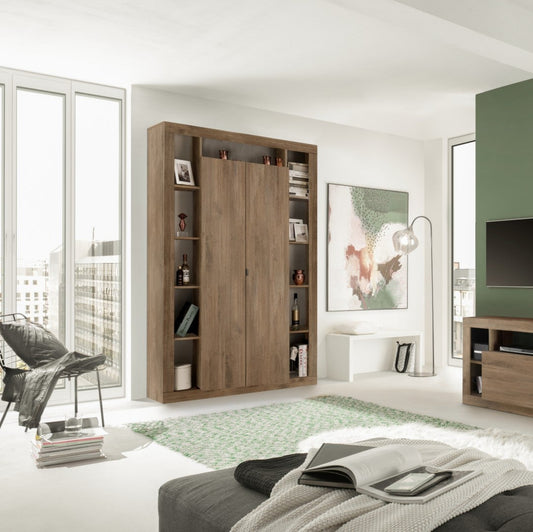 Rolo Bookcase and Storage Unit, Two Doors - Mercure Oak Finish