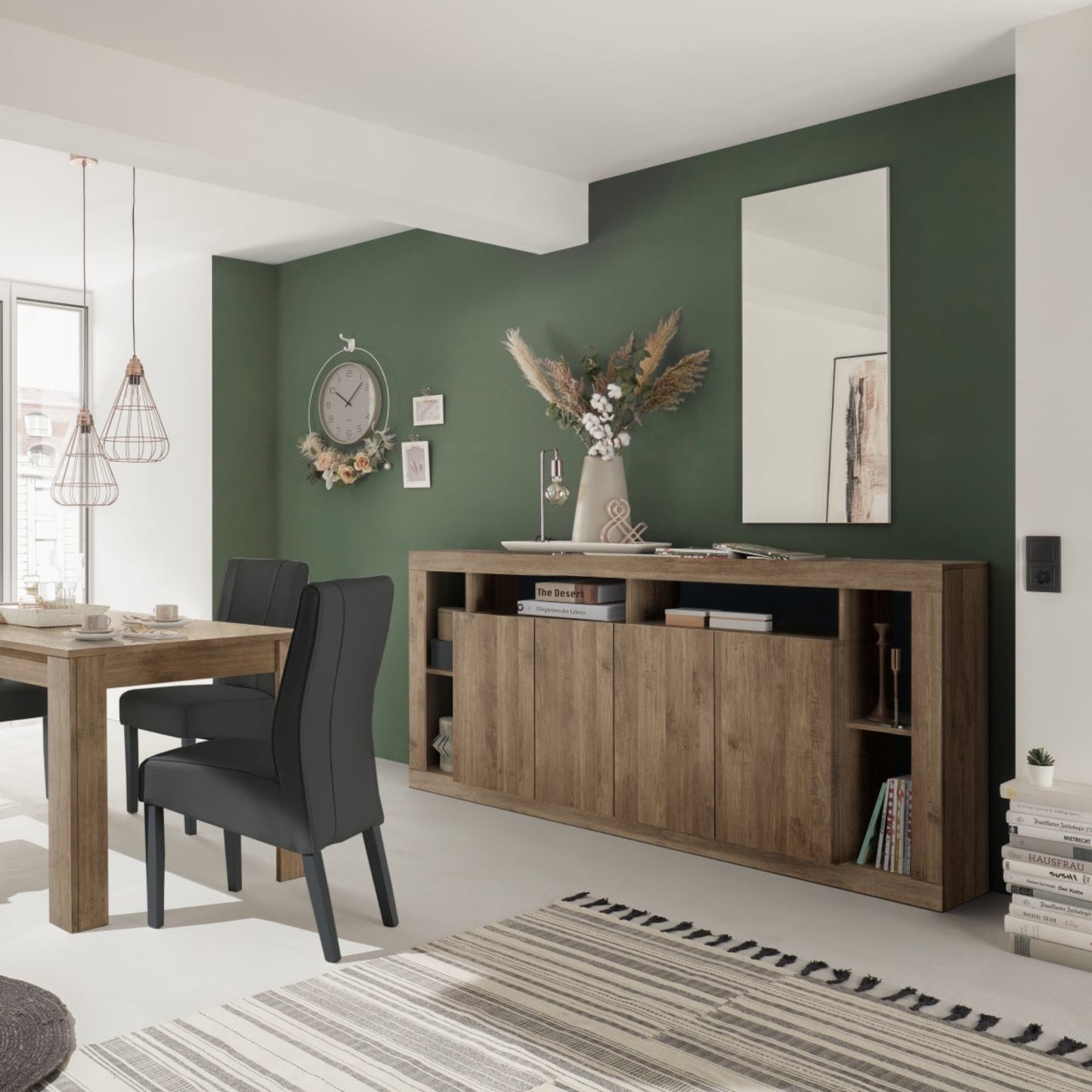 Rolo Sideboard, Four Door - Mercure Oak Finish