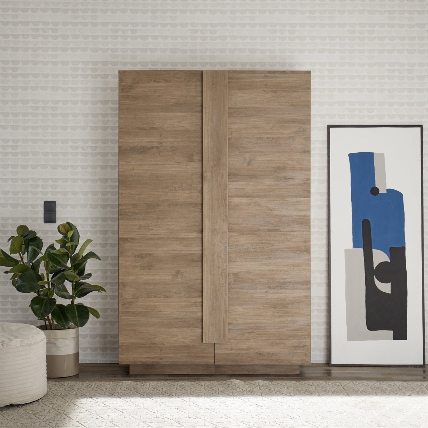 Jesolo High Sideboard, Two Doors - Mercure Oak Finish