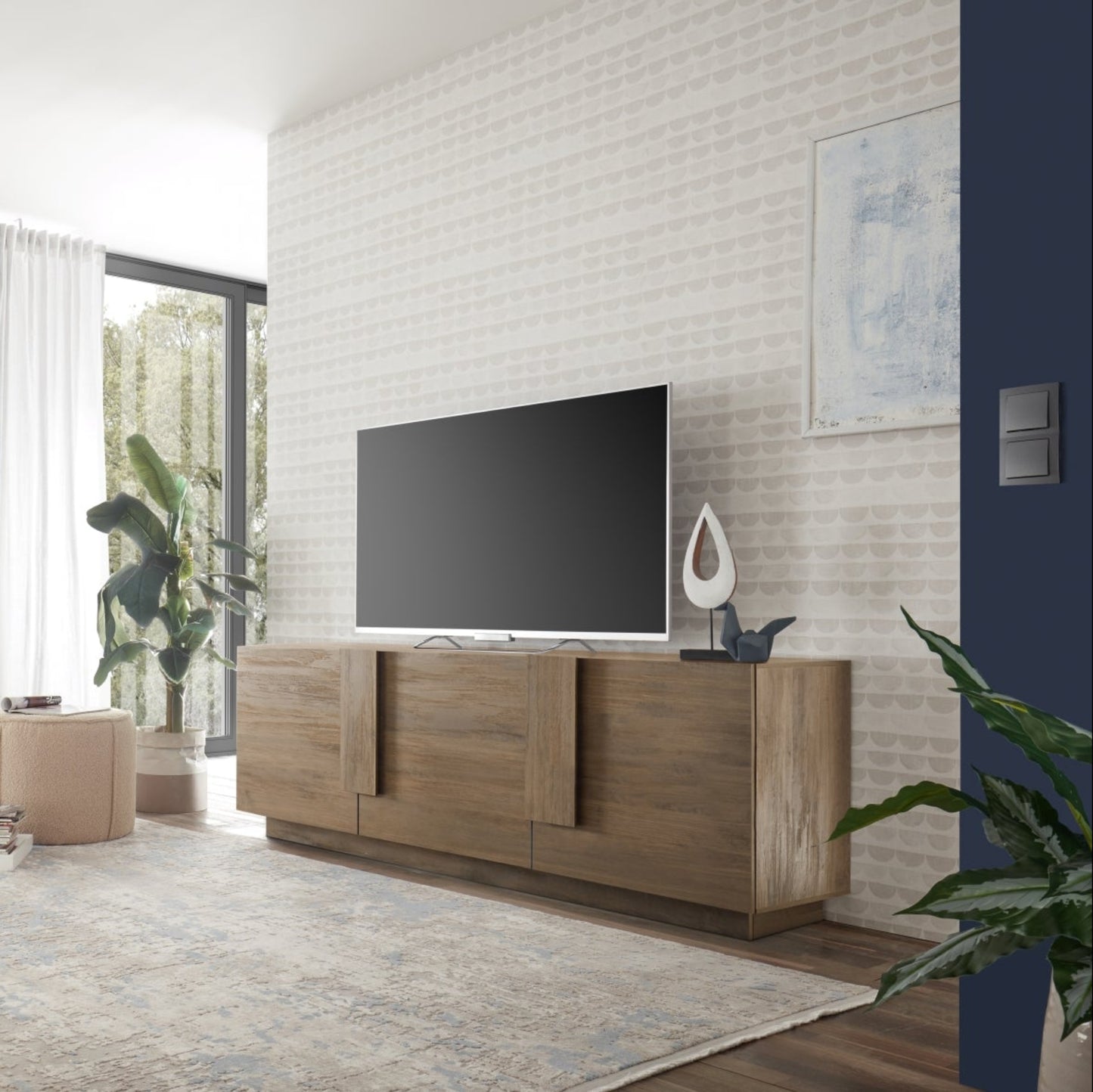 Jesolo TV Stand, Three Doors - Mercure Oak Finish