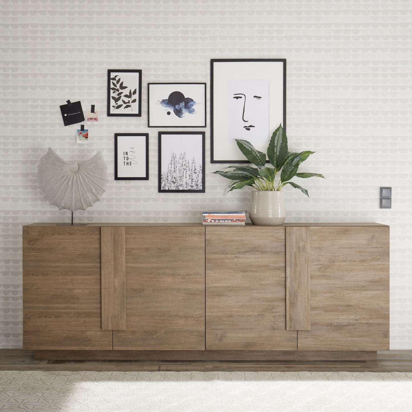 Jesolo Sideboard, Four Doors - Mercure Oak Finish