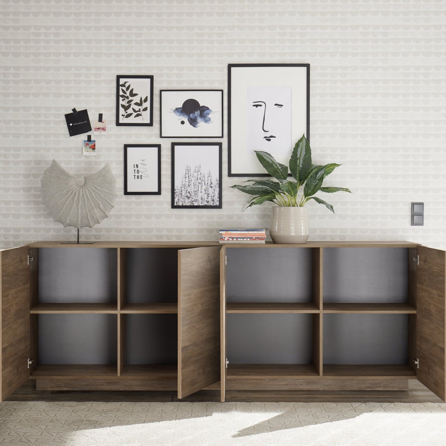 Jesolo Sideboard, Four Doors - Mercure Oak Finish
