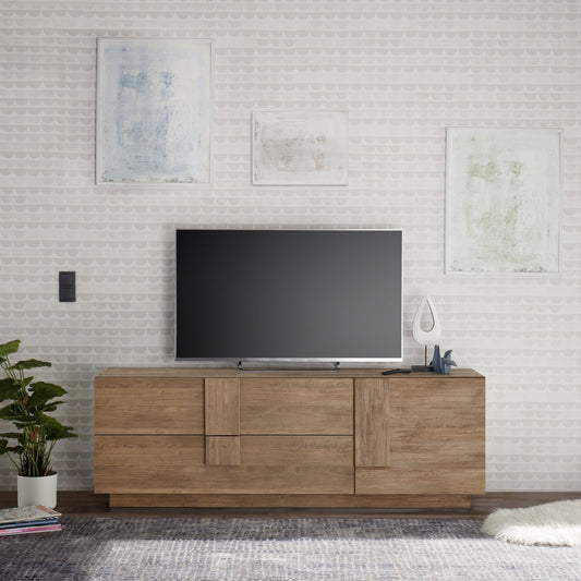 Jesolo Low Sideboard, Two Drawers, One Door - Mercure Oak Finish