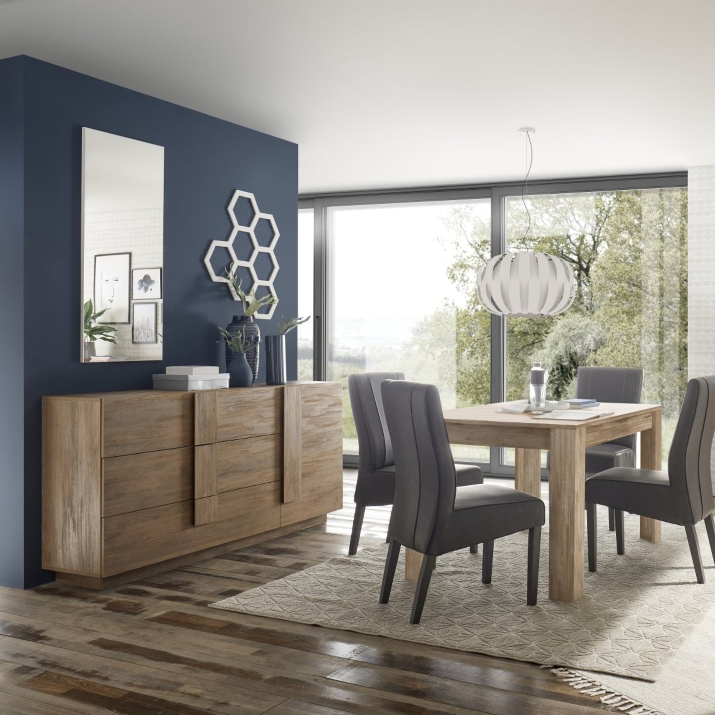 Jesolo Sideboard, Three Drawers, One Door - Mercure Oak Finish