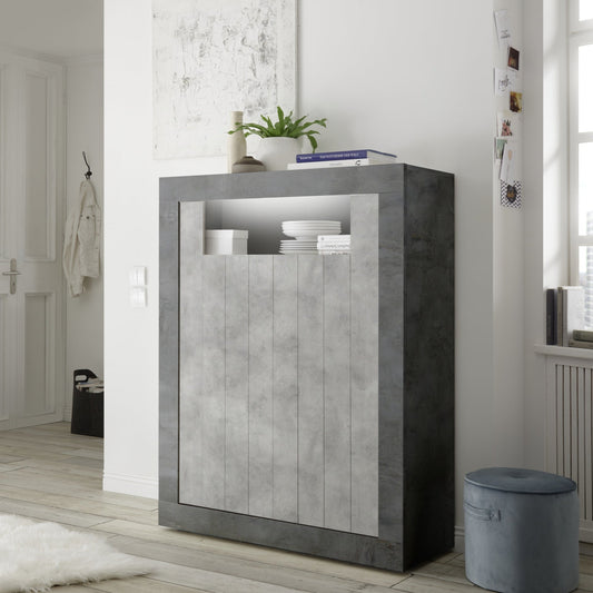 Como High Sideboard, Two Doors, AV Storage - Anthracite and Grey  Finish