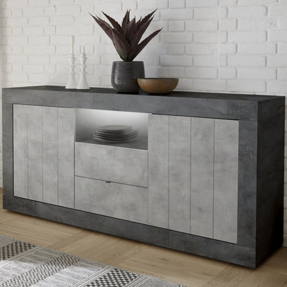 Como Sideboard, Two Door, Two Drawer, AV Storage - Anthracite and Grey Finish