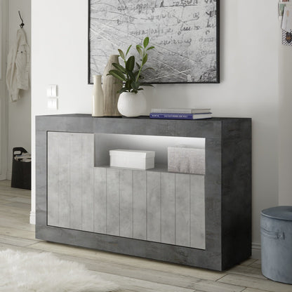 Modern sideboard with decorative items in a room setting