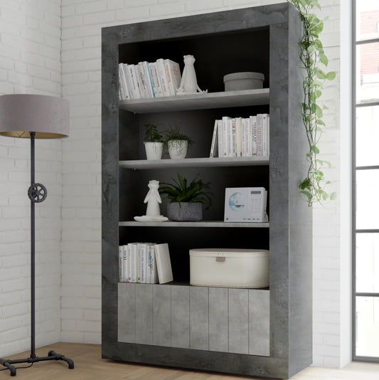 Como Bookcase, Two Doors - Anthracite and Grey  Finish