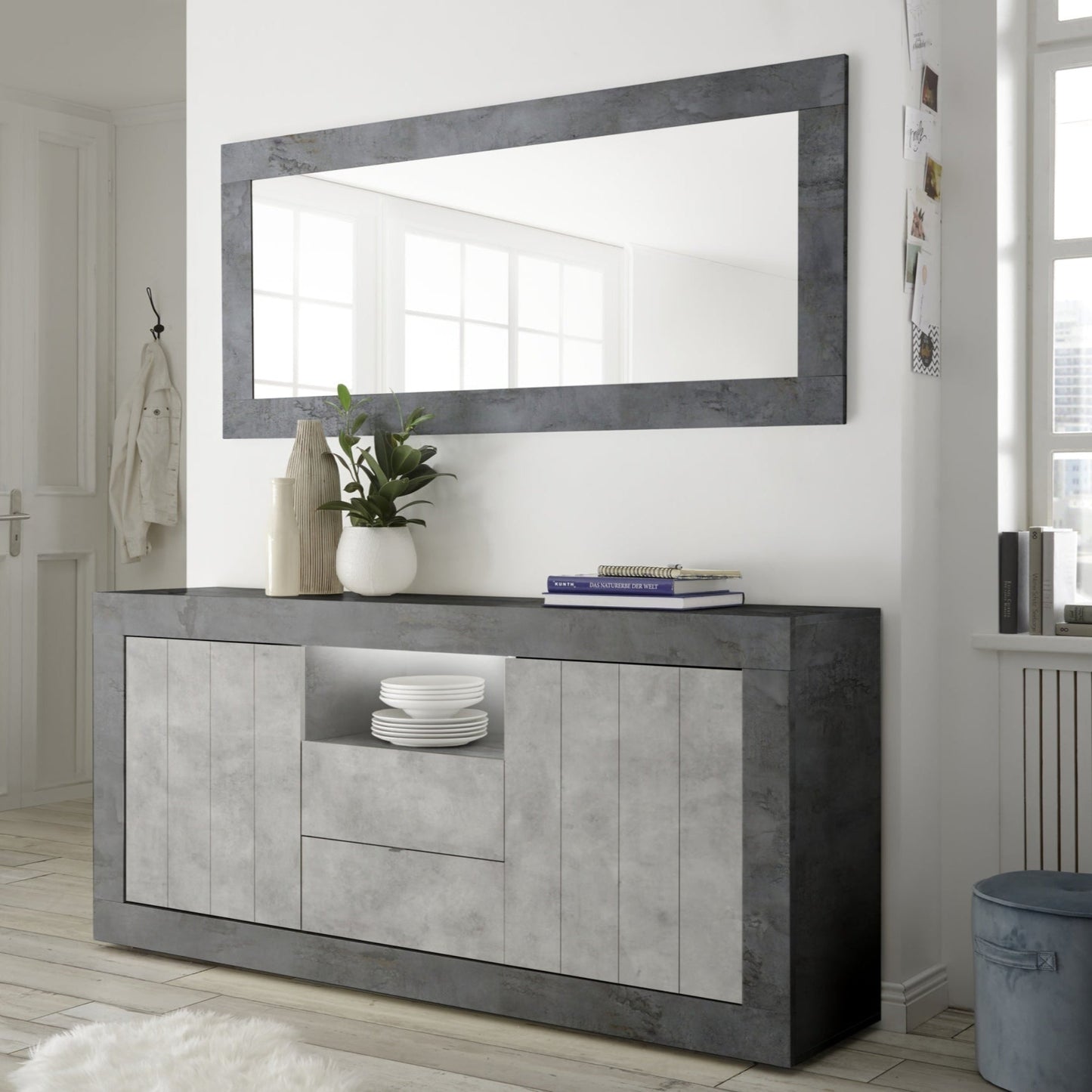 Como Rectangular Mirror, 170cm - Anthracite Finish