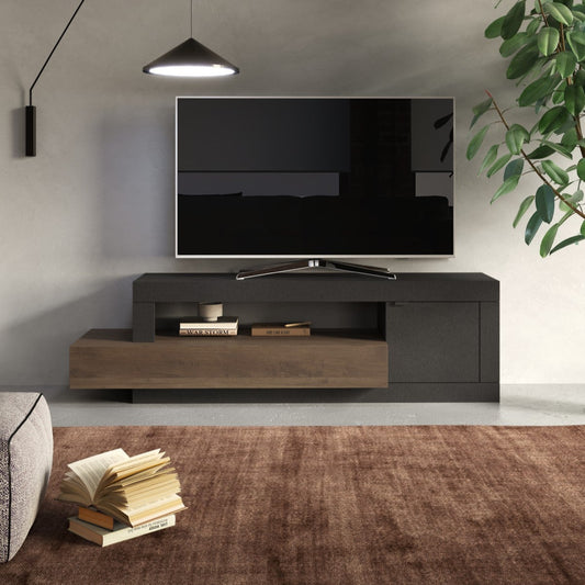 Forenza TV Stand, One Door, One Drawer - Lava Brown and Dark Oak Finish