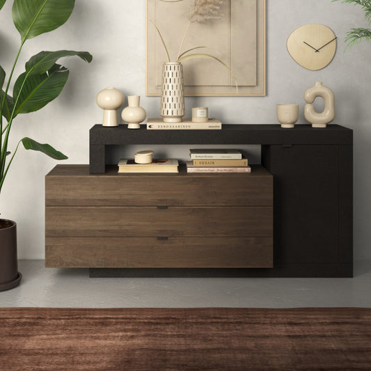 Forenza Sideboard, One Door, Three Doors - Lava Brown and Dark Oak Finish