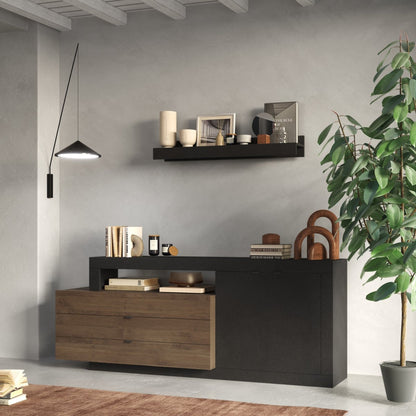 Forenza Sideboard, Two Doors, Three Drawers - Lava Brown and Dark Oak Finish
