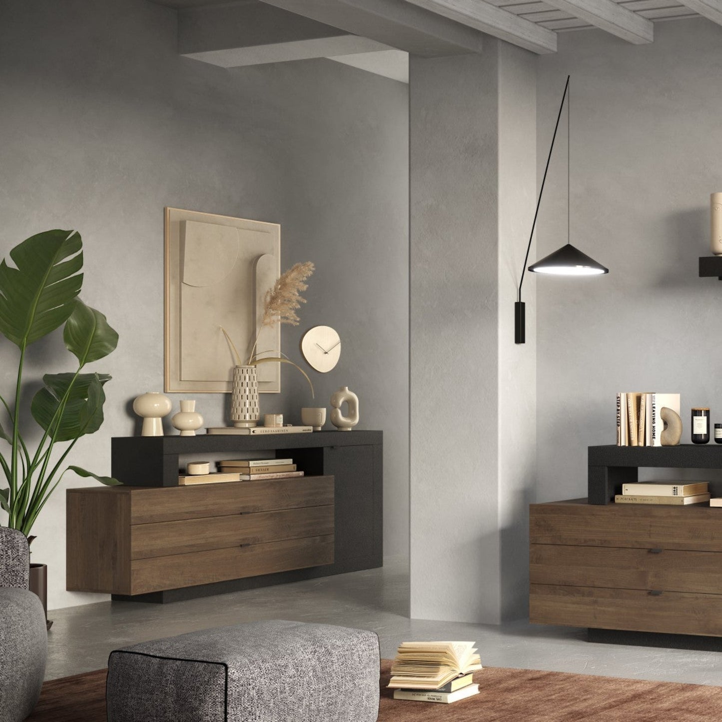 Forenza Sideboard, One Door, Three Doors - Lava Brown and Dark Oak Finish
