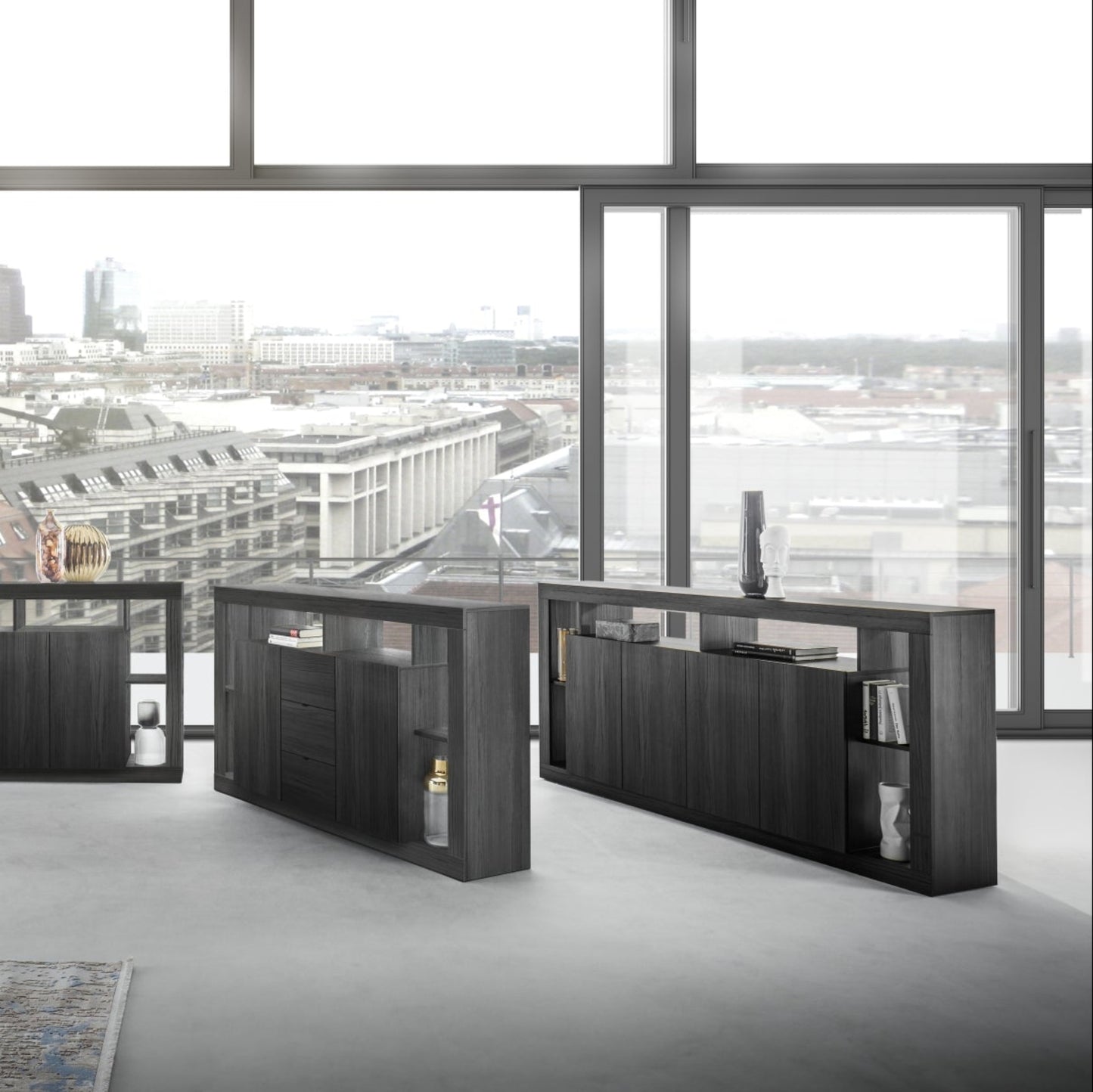 Rolo Sideboard, Four Door - Ash Black