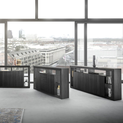 Rolo Sideboard, Two Doors, Three Drawers - Black Ash Finish