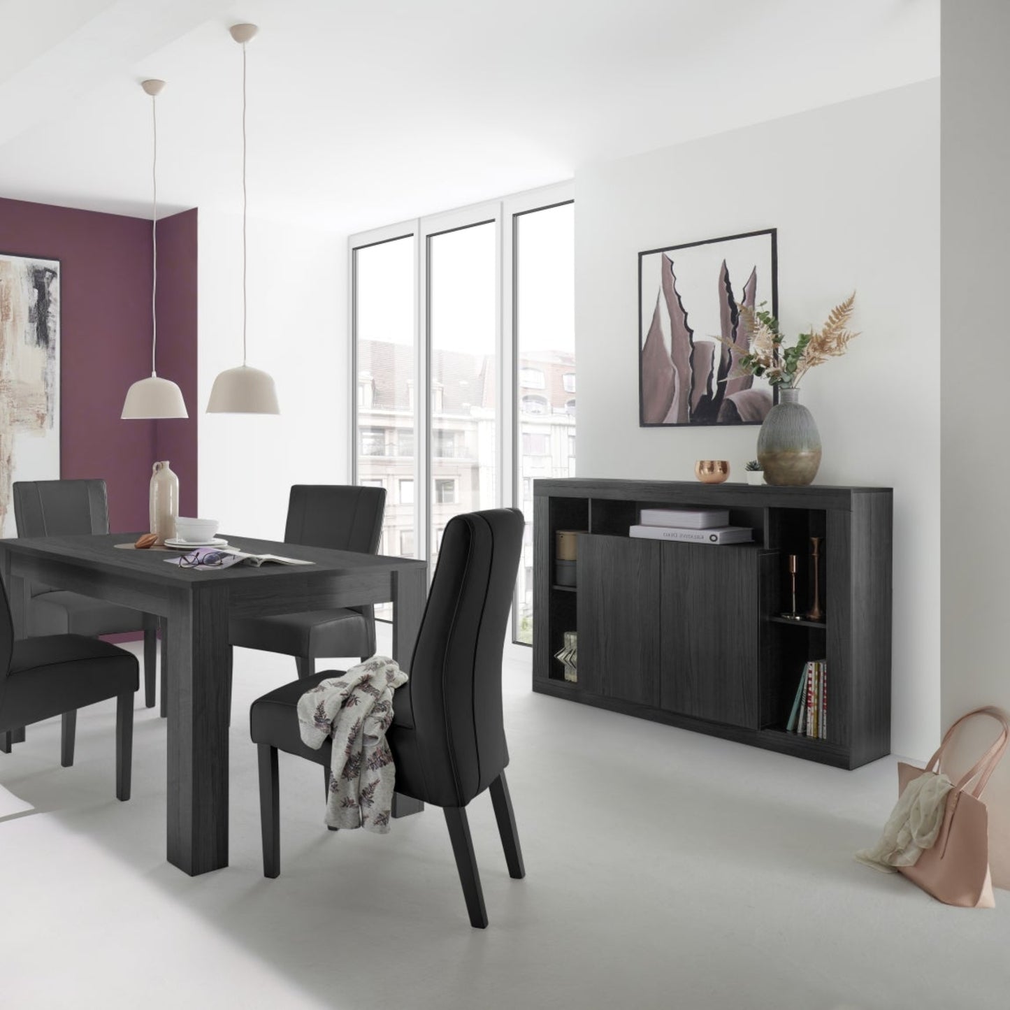 Rolo Sideboard, Two Door - Black Ash Finish