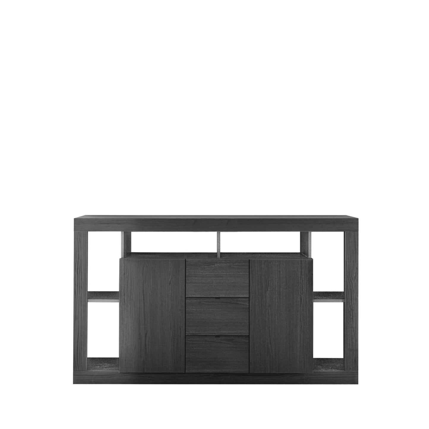 Rolo Sideboard, Two Doors, Three Drawers - Black Ash Finish