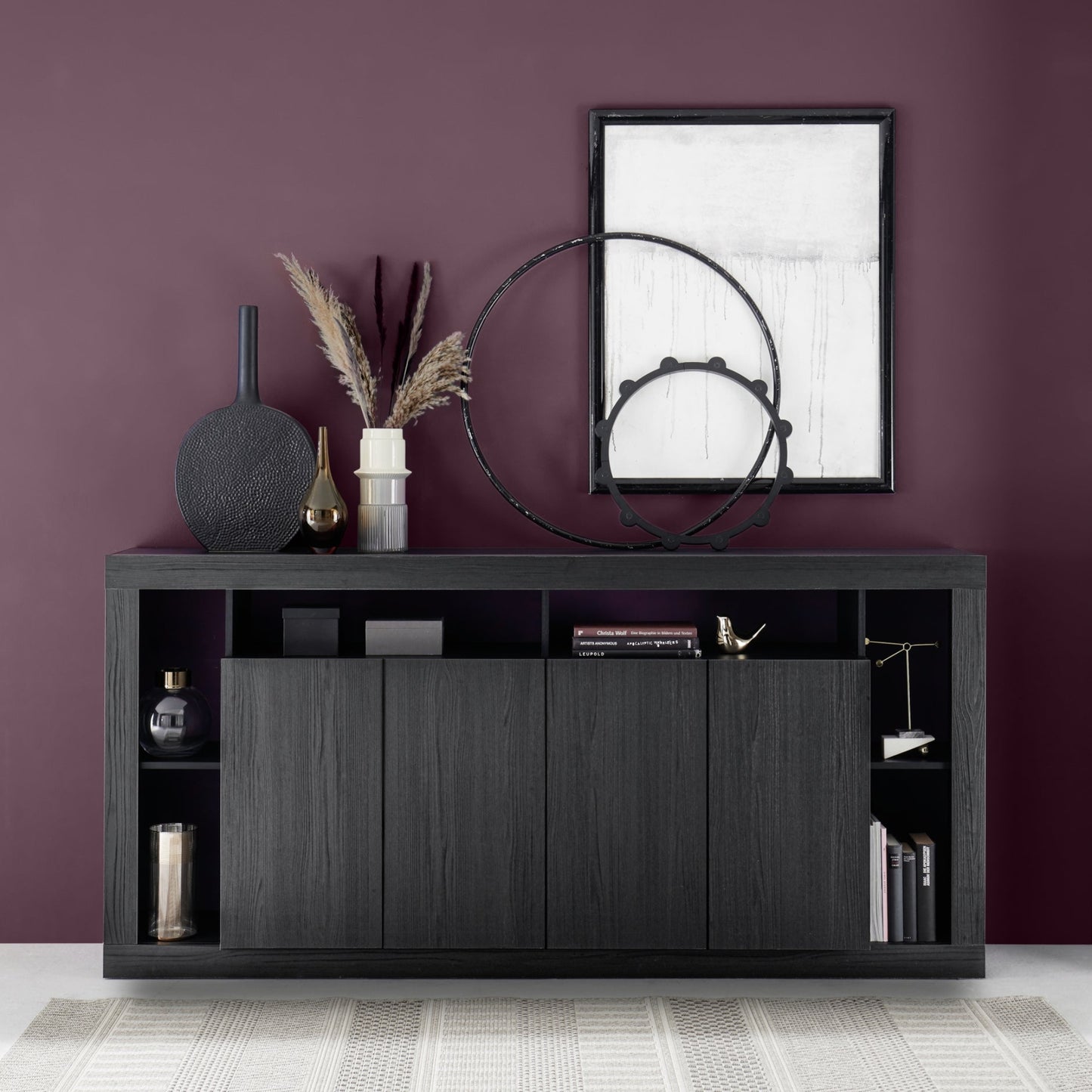 Rolo Sideboard, Four Door - Ash Black