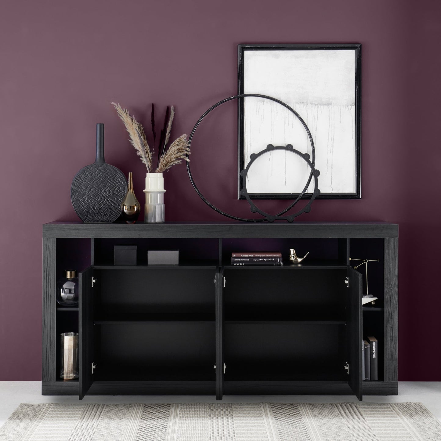Rolo Sideboard, Four Door - Ash Black