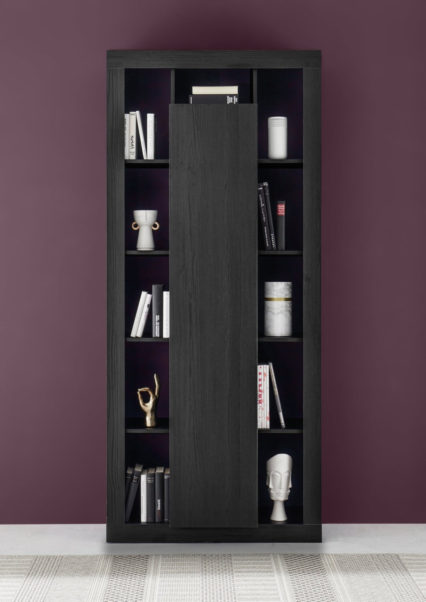 Rolo  Bookcase and Storage Unit, One Door - Black Ash Finish