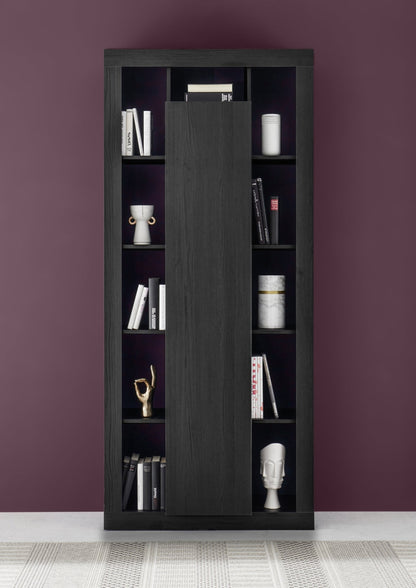 Rolo  Bookcase and Storage Unit, One Door - Black Ash Finish