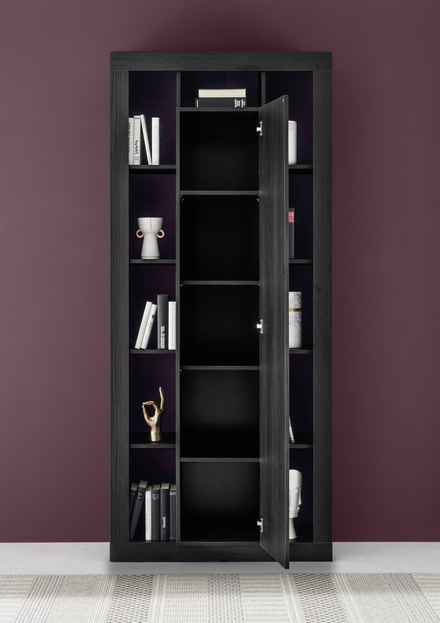 Rolo  Bookcase and Storage Unit, One Door - Black Ash Finish